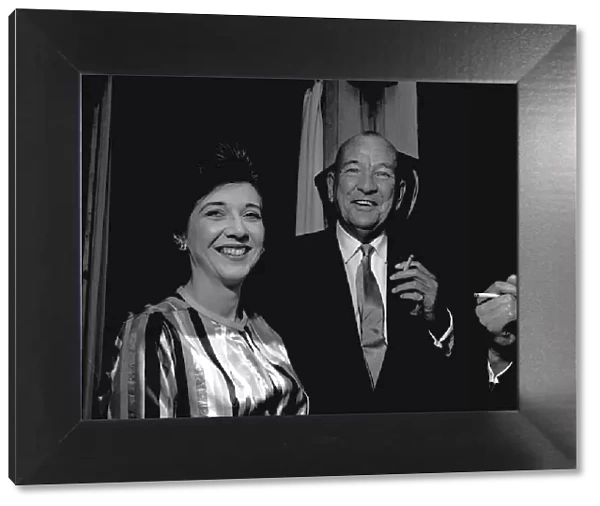 Noel Coward with actress Rosemary Martin at a special performance of his play '