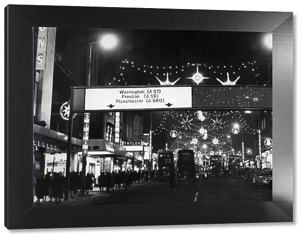 Christmas lights display in Church Street, Liverpool 24th November 1967