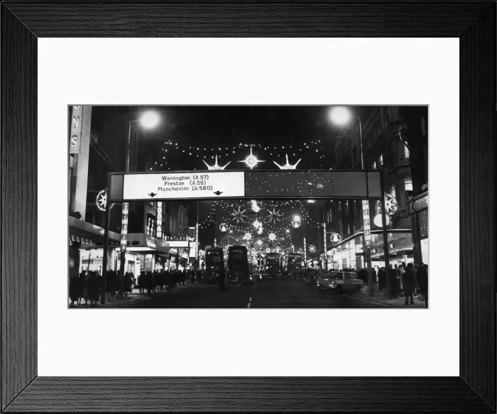 Framed Print : Christmas lights display in Church Street, Liverpool 24th November 1967