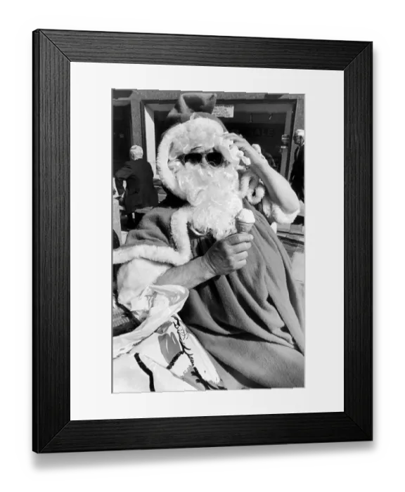 Framed Print : Father Christmas in Cleveland Centre in the middle of summer