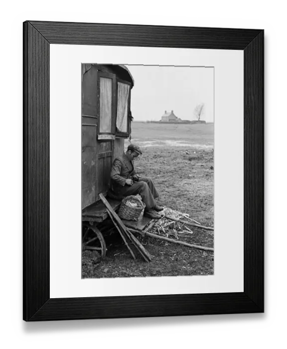 Framed Print : A Gypsy family outside their caravan. May 1947