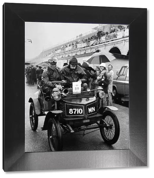 A competitor in the London to Brighton veteran car run seen here on the promenade at
