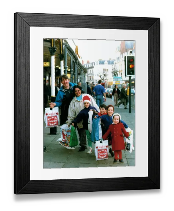 Framed Print : Family Shopping, Kevin & Anne McArdle with their children, Jacinta, David Framed Print : Family Shopping, Kevin & Anne McArdle with their children, Jacinta, David