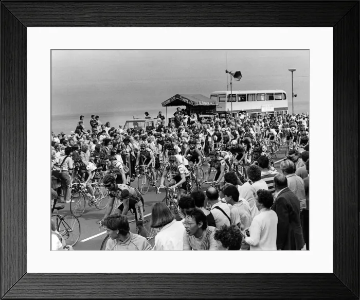 Framed Print : Cleveland Countys eager cycling fans crowd into Saltburn