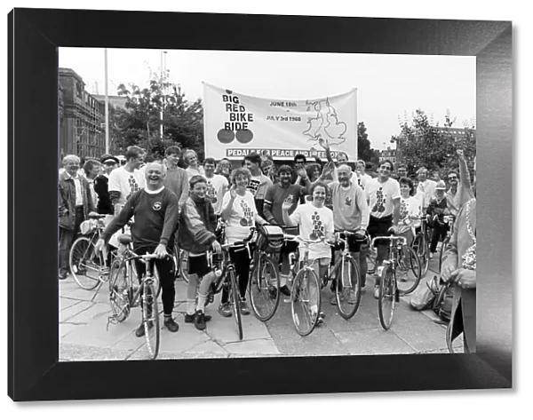 The Big Red Bike Ride, 27th June 1988. The ride, a 16 day sponsored event around England