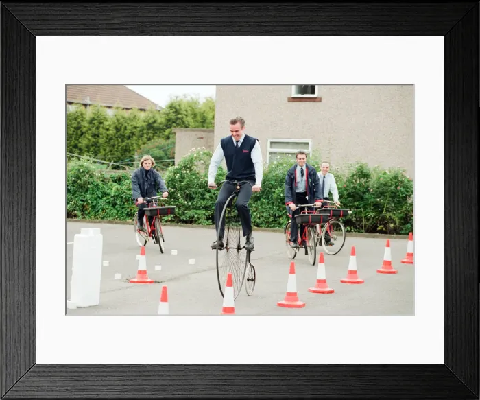 Framed Print : Hovis National Bike Week, 13th June 1995. Local postmen show how it is done Framed Print : Hovis National Bike Week, 13th June 1995. Local postmen show how it is done