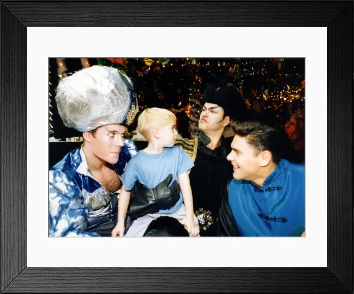 Framed Print : Billingham Forum pant starsRobert Pike, David Bryce and Stuart Morrison with 5-year-old Framed Print : Billingham Forum pant starsRobert Pike, David Bryce and Stuart Morrison with 5-year-old