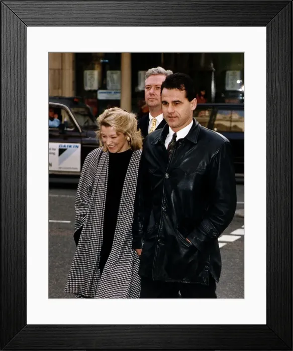 Framed Print : Gillian Taylforth Actress from TV Eastenders arriving at court with boyfriend Geoff