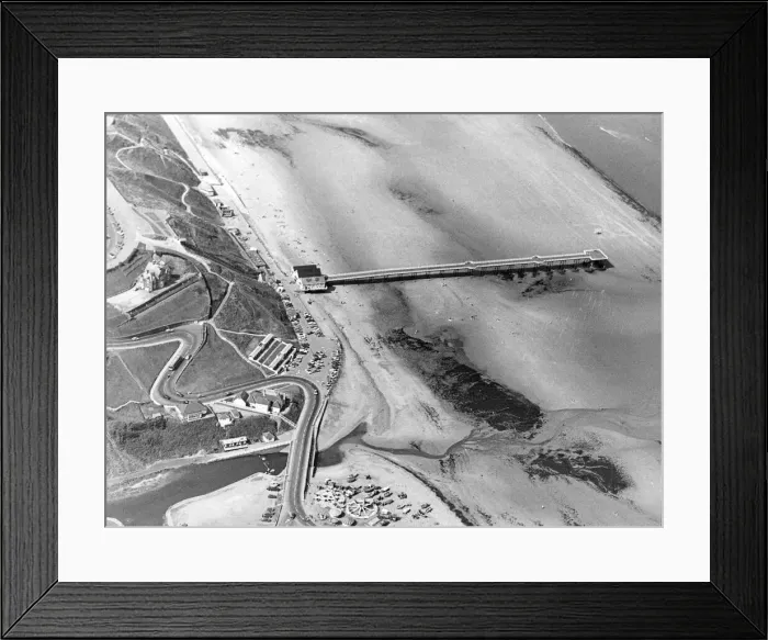Framed Print : Aerial view of Saltburn beach. 28th August 1984 Framed Print : Aerial view of Saltburn beach. 28th August 1984