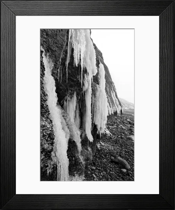 Framed Print : Even the salt laden air at salt burn couldn t prevent ice from forming down the rock Framed Print : Even the salt laden air at salt burn couldn t prevent ice from forming down the rock