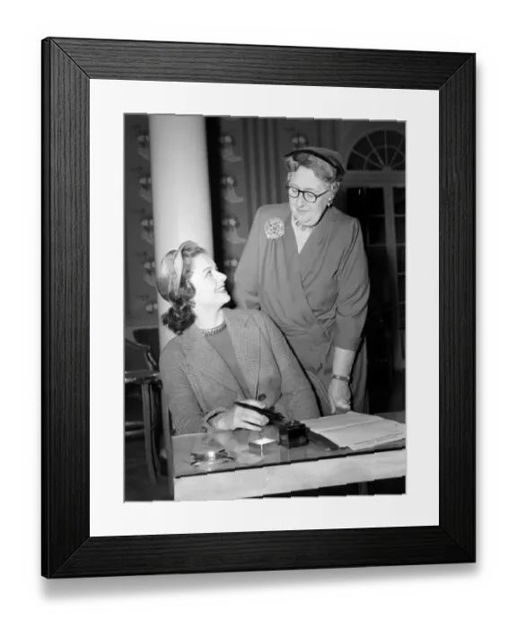 Framed Print : Agatha Christie January 1954 with Margaret Lockwood