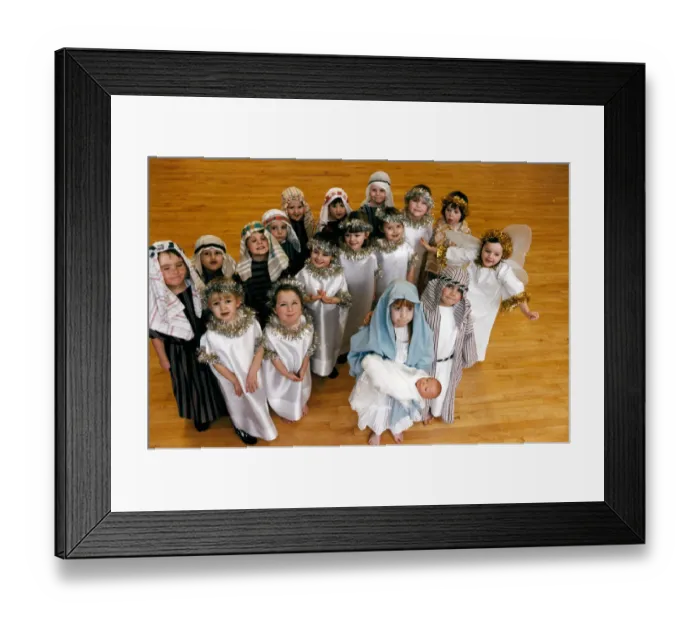 Framed Print : Mary and Joseph, Hannah Thompson (4) and Jamie Rozario (5) with the Angel Sarah Beaver (4 Framed Print : Mary and Joseph, Hannah Thompson (4) and Jamie Rozario (5) with the Angel Sarah Beaver (4