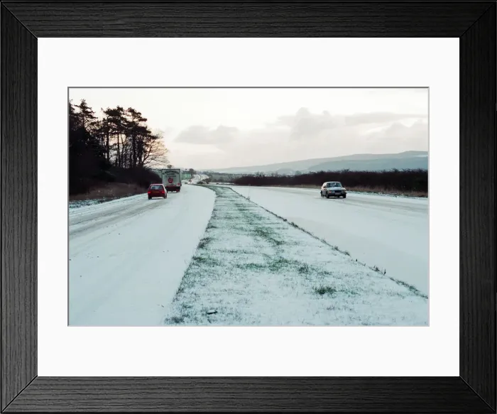 Framed Print : Light traffic on road as cold snap hits Ormesby Bank, Middlesbrough, 28th February 1993 Framed Print : Light traffic on road as cold snap hits Ormesby Bank, Middlesbrough, 28th February 1993