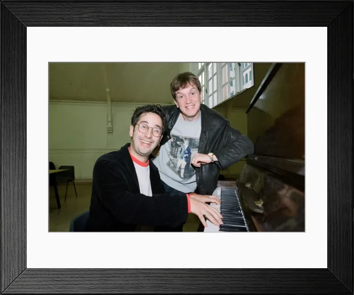 Framed Print : Comedians Frank Skinner and David Baddiel who hosted the British television programme