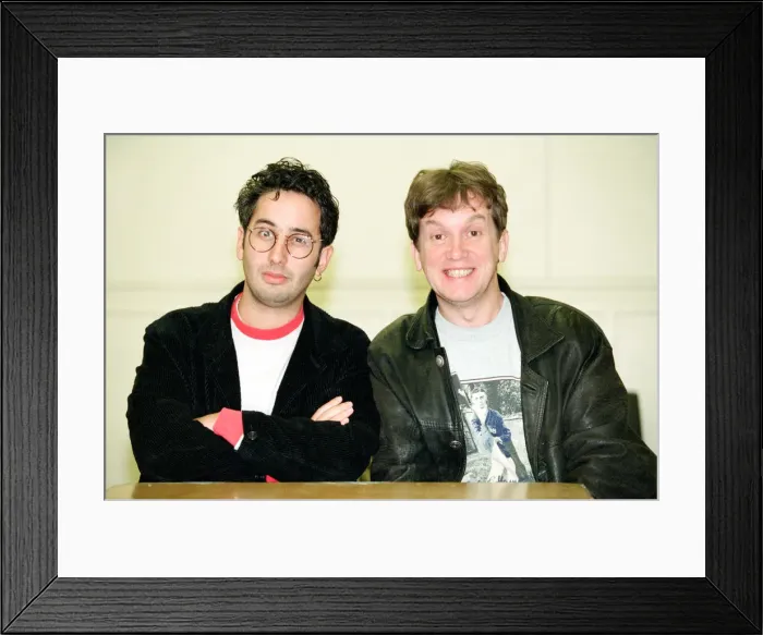 Framed Print : Comedians Frank Skinner and David Baddiel who hosted the British television programme Framed Print : Comedians Frank Skinner and David Baddiel who hosted the British television programme