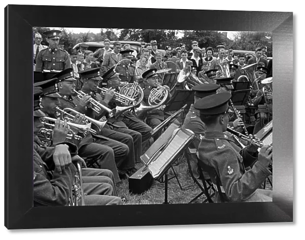 Crowds watching a military band playing during Canterbury Week, Kent, August 1947