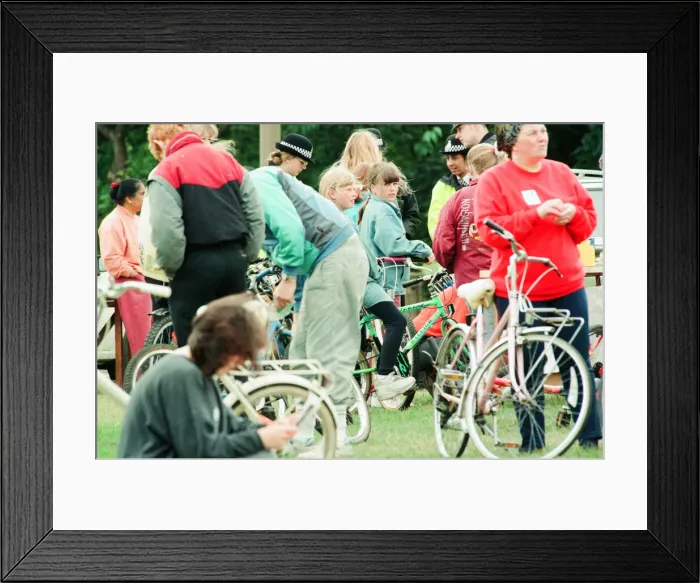 Framed Print : National Bike Week, 18th June 1994. Members of the public prepare to take part in 5 mile Framed Print : National Bike Week, 18th June 1994. Members of the public prepare to take part in 5 mile