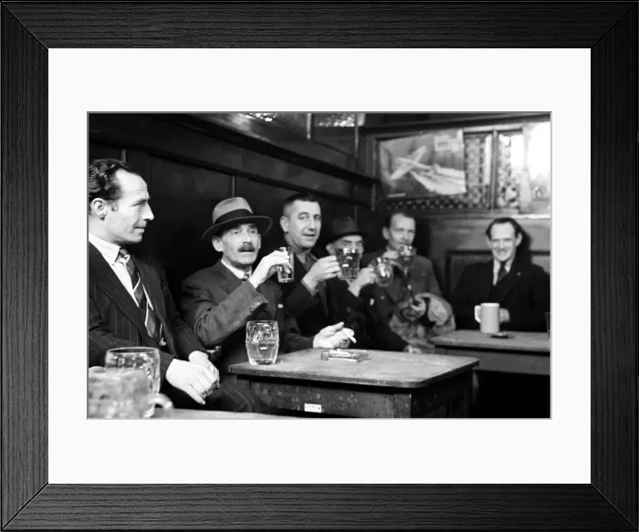 Framed Print : Customers and staff at the Cider House on Harrow Road, London. Circa 1946 Framed Print : Customers and staff at the Cider House on Harrow Road, London. Circa 1946