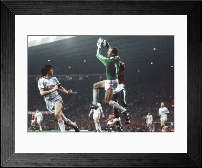 Framed Print : Save by Liverpools goalkeeper, Bruce Grobbelaar. Manchester United 1-1 Liverpool Framed Print : Save by Liverpools goalkeeper, Bruce Grobbelaar. Manchester United 1-1 Liverpool