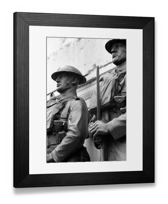 Framed Print : A sparrow nests and rear its young in a hole made by a bomb splinter in one of