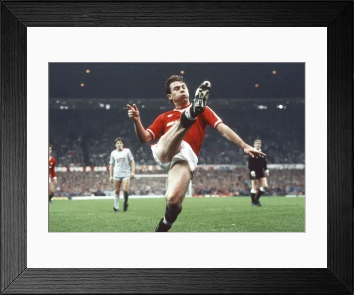 Framed Print : A high kick from Brian McClair. Manchester United 1-1 Liverpool Framed Print : A high kick from Brian McClair. Manchester United 1-1 Liverpool