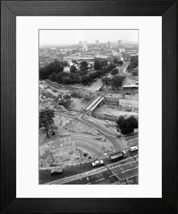 Framed Print : Coventry Ring Road construction, Warwick Road. 29th August 1973