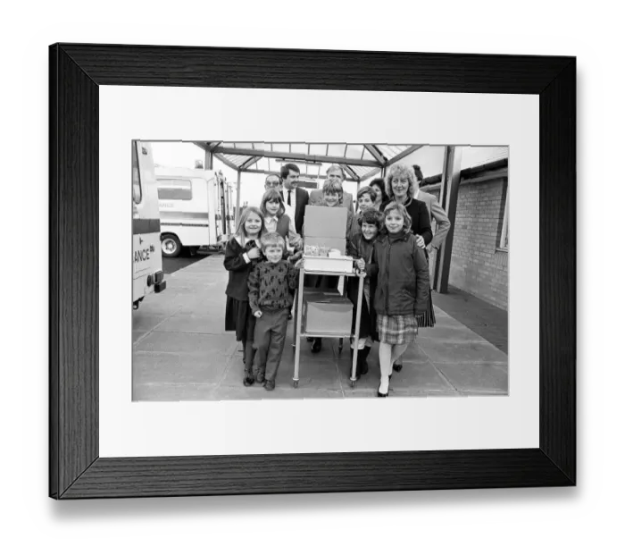 Framed Print : Children, hospital staff and administrators help Huddersfield Hospital