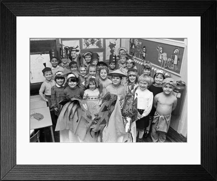 Framed Print : Berry Brow School Pantomime Aladdin, pictures of Aladdin and Genie. 14th December 1985
