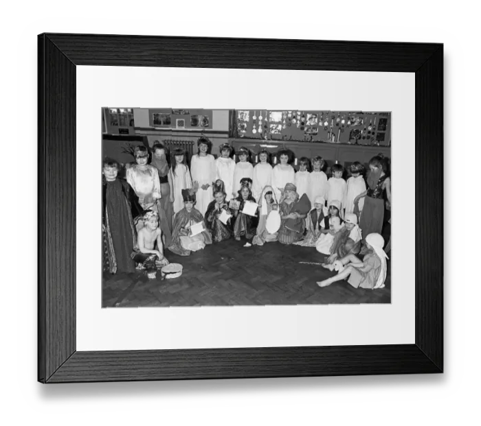 Framed Print : Hopton First and Nursery school nativity - picture of Mary and Joseph and baby Jesus
