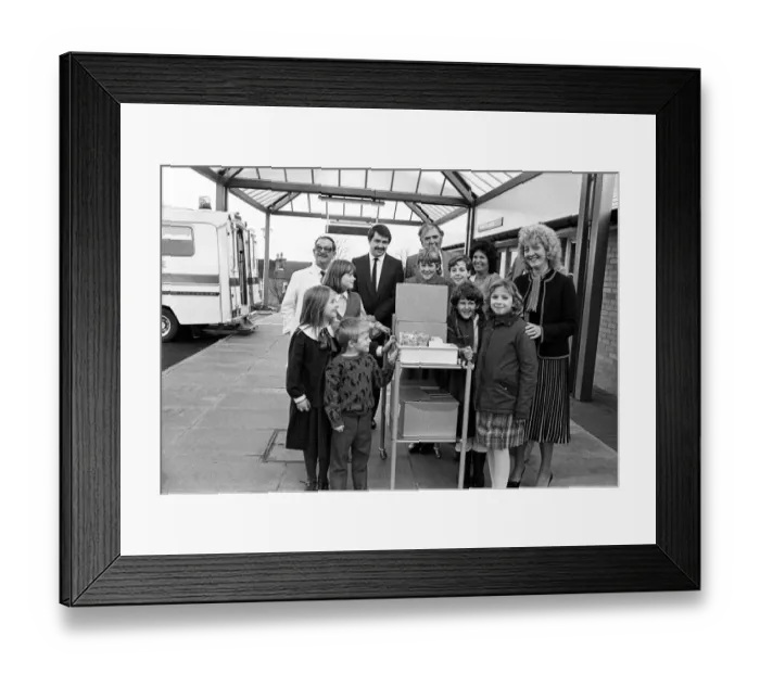 Framed Print : Children, hospital staff and administrators help Huddersfield Hospital Framed Print : Children, hospital staff and administrators help Huddersfield Hospital