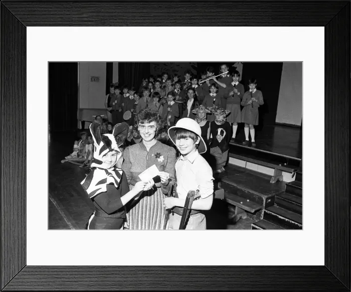 Framed Print : Castle Hall Middle School, Mirfield. £50 Cheque presentation for WWF from their Framed Print : Castle Hall Middle School, Mirfield. £50 Cheque presentation for WWF from their