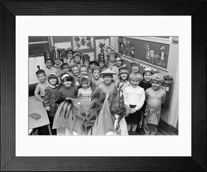 Framed Print : Berry Brow School Pantomime Aladdin, pictures of Aladdin and Genie. 14th December 1985