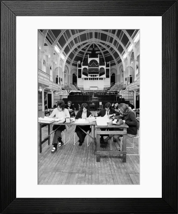 Framed Print : Council Staff affected by power cuts, set up their offices in Town Hall, West Bromwich Framed Print : Council Staff affected by power cuts, set up their offices in Town Hall, West Bromwich
