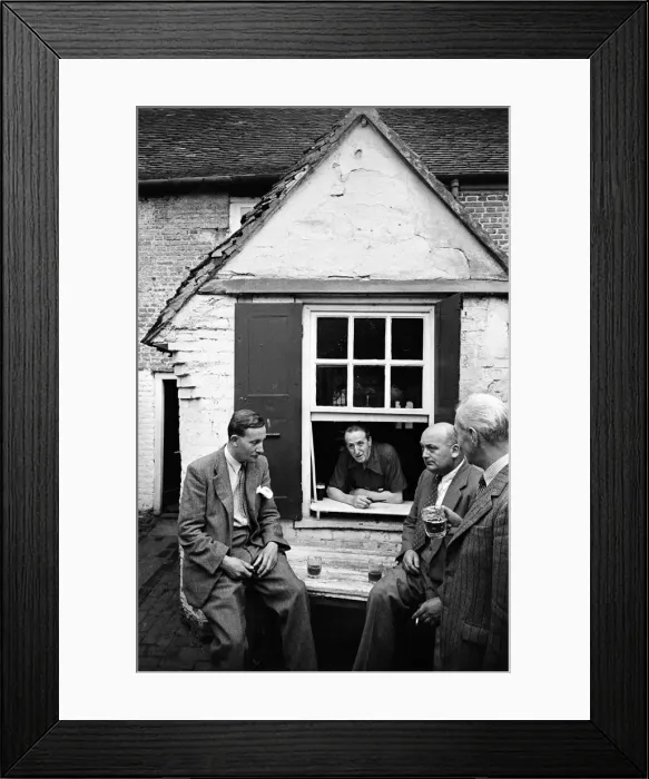 Framed Print : A group of men enjoy a game of Bat and Trap at a pub in Kent Framed Print : A group of men enjoy a game of Bat and Trap at a pub in Kent