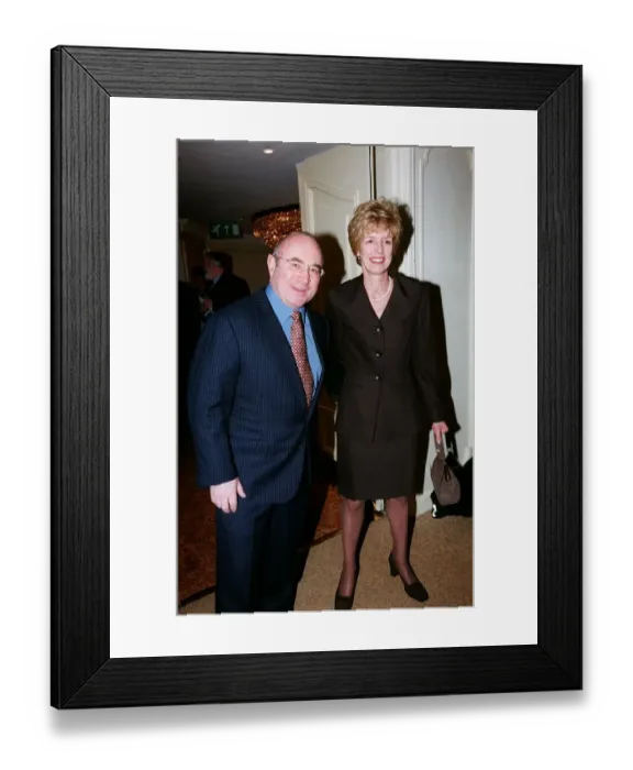 Framed Print : Bob Hoskins Actor December 98 At the Variety Club Luncheon in London with his wife