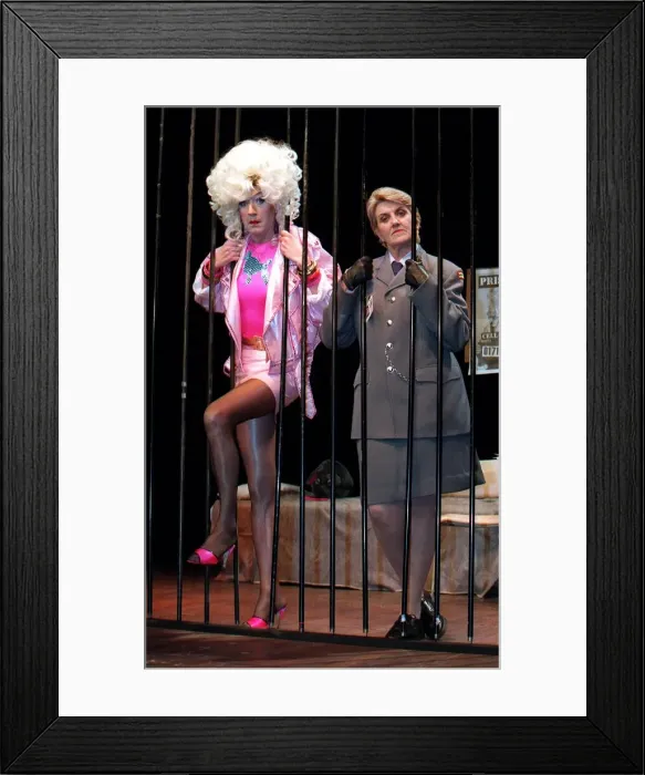 Framed Print : Lily Savage head through the bars she stars in Prisoner cell block H the musical with Framed Print : Lily Savage head through the bars she stars in Prisoner cell block H the musical with