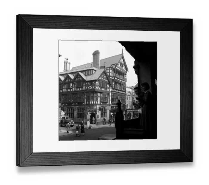Framed Print : Street scenes in Chester, Cheshire. April 1953 Framed Print : Street scenes in Chester, Cheshire. April 1953