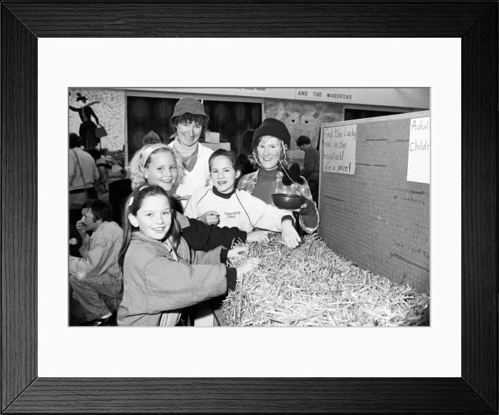 Framed Print : Upperthong School Christmas Fair - Needle in a Haystack. 7th December 1991