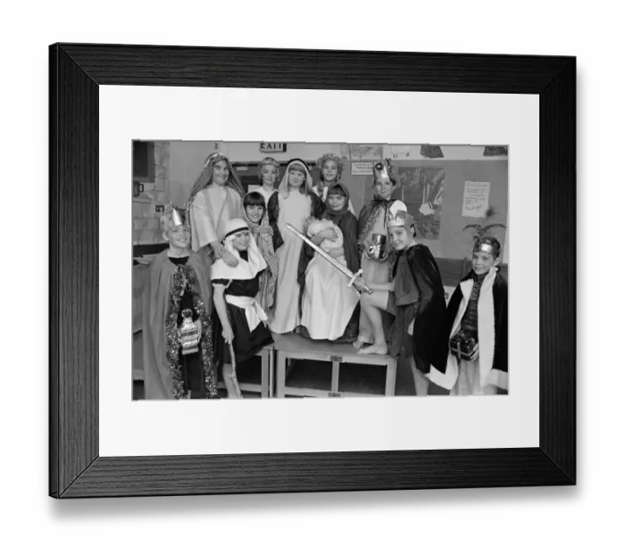 Framed Print : St Aidens CE first school nativity - A Centurion in Bethlehem. 2nd December 1991