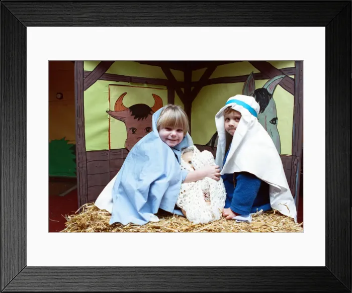 Framed Print : Flockton Playgroup nativity at Flockton WMC. 5th December 1991
