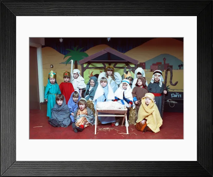 Framed Print : Flockton Playgroup nativity at Flockton WMC. 5th December 1991