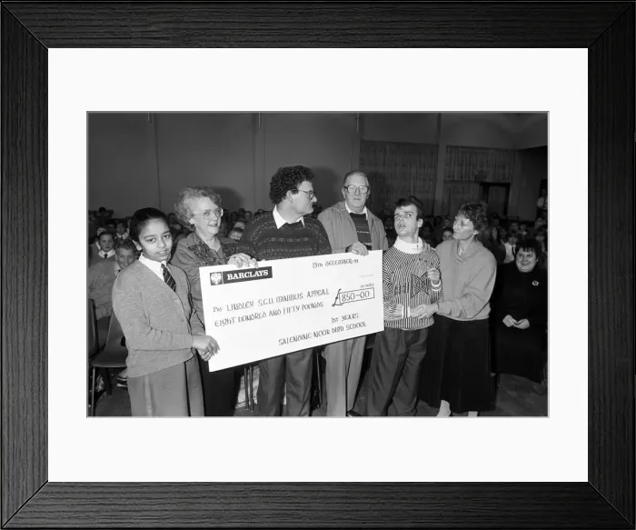 Framed Print : Salendine Nook High School raised £850 in a sponsored swim for a minibus appeal by Framed Print : Salendine Nook High School raised £850 in a sponsored swim for a minibus appeal by