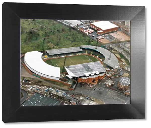 Aerial View of Celtic Park Stadium, Glasgow, Scotland, February 1993