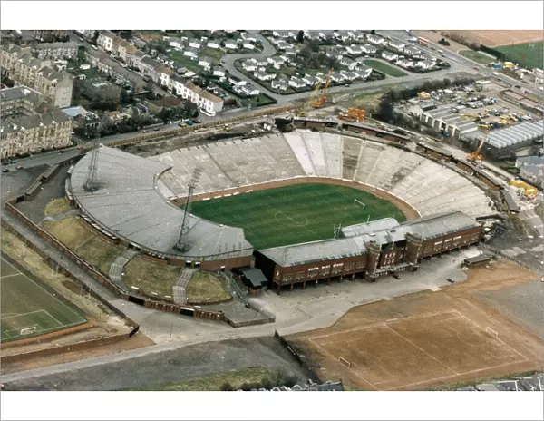 Aerial View of Hampden Park Stadium, Glasgow, Scotland, February 1993