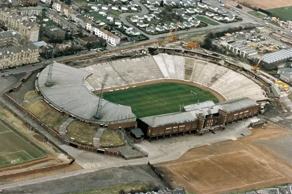 Aerial View of Hampden Park Stadium, Glasgow, Scotland, February 1993