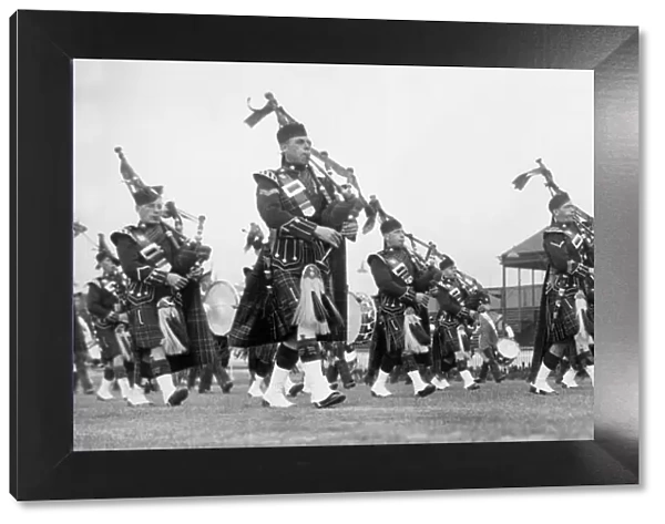 Pipers who took part in the broadcast from the South Shields Stadium