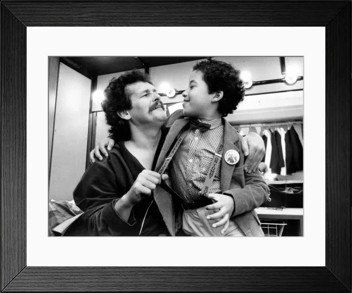Framed Print : Bobby Ball meets fan Jason Drummond backstage after the Cannon Framed Print : Bobby Ball meets fan Jason Drummond backstage after the Cannon
