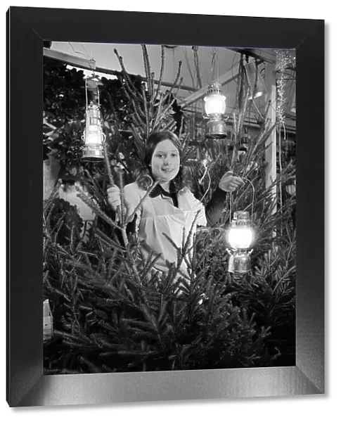 Christmas Trees, On Sale during blackout, being sold by candlelight, Market Hall