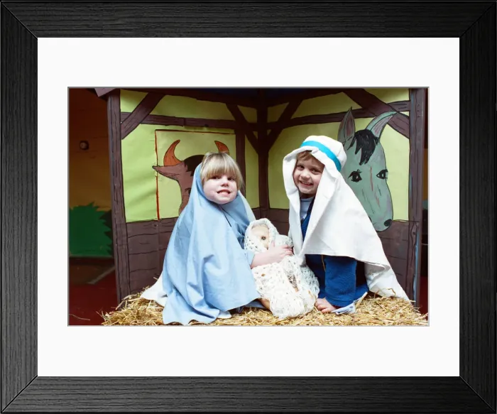 Framed Print : Flockton Playgroup nativity at Flockton WMC. 5th December 1991