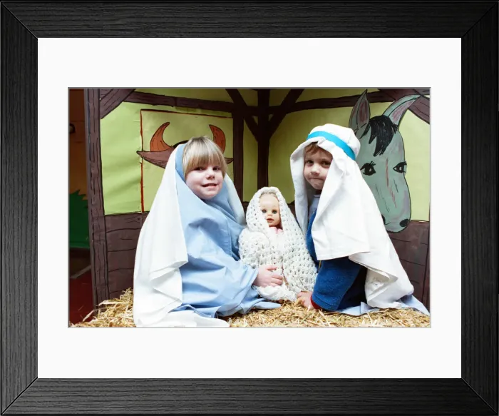 Framed Print : Flockton Playgroup nativity at Flockton WMC. 5th December 1991